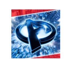 Blue Avengers logo with a bold 'A' inside a circle on a red, white, and blue burst background.