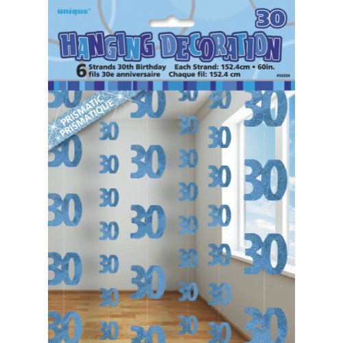 30th Birthday Blue Hanging String Decoration