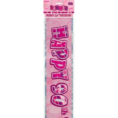 Pink Glitz 90th Birthday Foil Banner