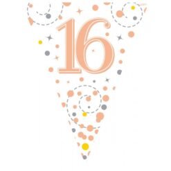 Sparkling Fizz Rose Gold & White 16th Birthday Flag Bunting