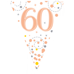 Sparkling Fizz Rose Gold & White 60th Birthday Flag Bunting
