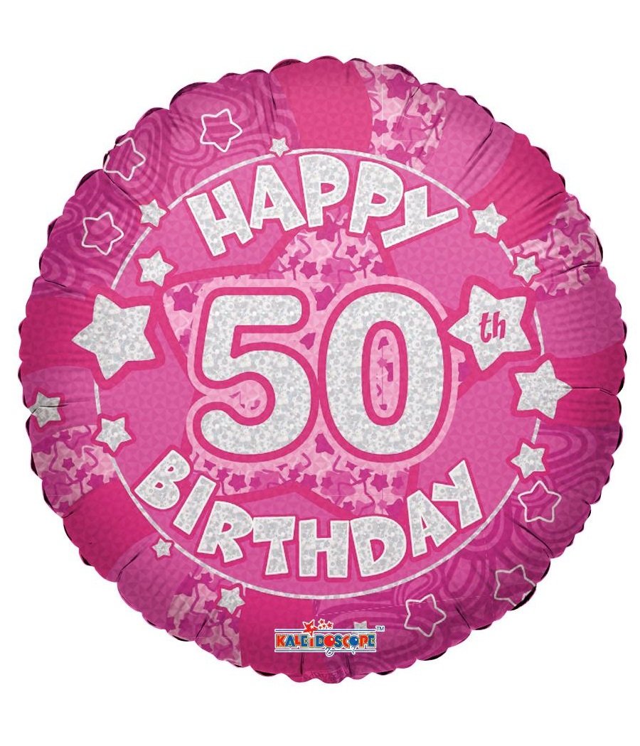 Happy 50th Birthday 18" Foil Balloon - Pink