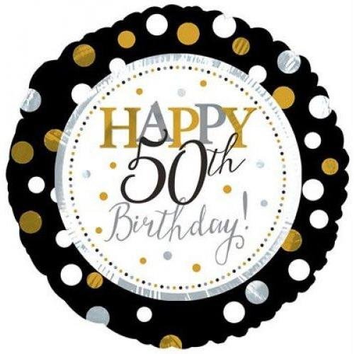 50th Birthday 18" Dots Foil Balloons