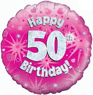 Alternative view of Happy 50th Birthday 18" Foil Balloon - Pink