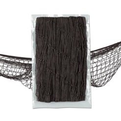 Rectangular black fiber mat embedded in a clear plastic backing, with black mesh netting extending horizontally from either side.