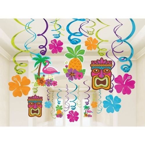 Tropical Tiki 30Pk Swirl Decorations