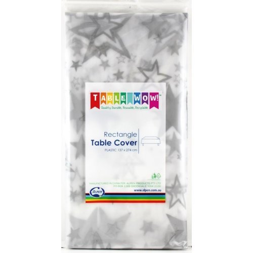 Rectangular Tablecover Clear With Silver Stars
