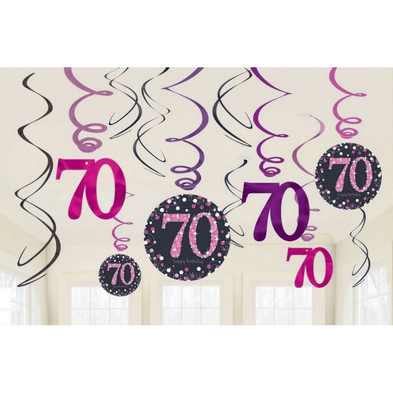 Swirl Decorations 70th Birthday Pink