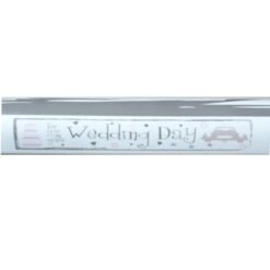 Decorative horizontal banner reading 'Wedding Day' with small pink hearts and a car illustration, wedding-themed