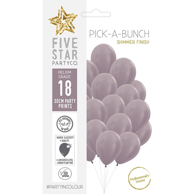 Shimmer Pearl Greige Latex Balloons 30cm 18 Pack