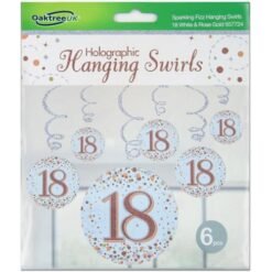 18th Rose Gold Sparkling Fizz Hanging Swirl