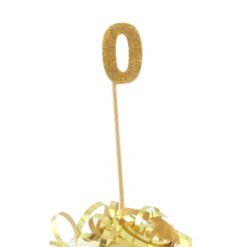 Gold Glitter Long Stick Candle Number 0