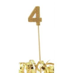 Gold Glitter Long Stick Candle Number 4