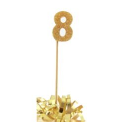 Gold Glitter Long Stick Candle Number 8