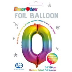 Rainbow Numeral 0 Foil Balloon 86cm
