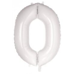 White Numeral 0 Foil Balloon 86cm