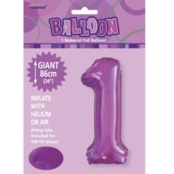 Purple Numeral 1 Foil Balloon 86cm