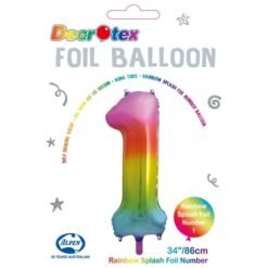 Rainbow Numeral 1 Foil Balloon 86cm