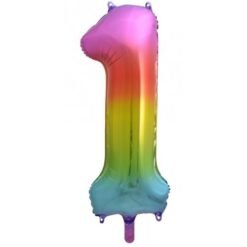 Alternative view of Rainbow Numeral 1 Foil Balloon 86cm
