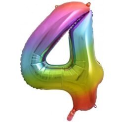 Alternative view of Rainbow Numeral 4 Foil Balloon 86cm