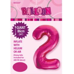 Hot Pink Numeral 2 Foil Balloon 86cm