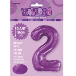 Purple Numeral 2 Foil Balloon 86cm