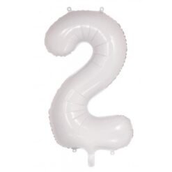 White Numeral 2 Foil Balloon 86cm