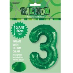 Emerald Green Numeral 3 Foil Balloon 86cm