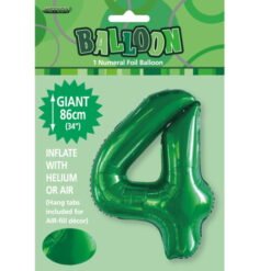 Emerald Green Numeral 4 Foil Balloon 86cm