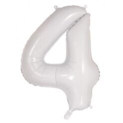 White Numeral 4 Foil Balloon 86cm