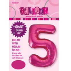 Hot Pink Numeral 5 Foil Balloon 86cm