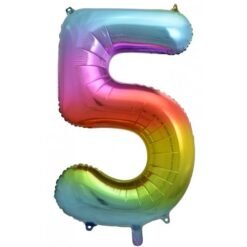 Alternative view of Rainbow Numeral 5 Foil Balloon 86cm