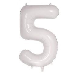 White Numeral 5 Foil Balloon 86cm