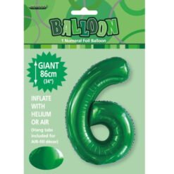 Emerald Green Numeral 6 Foil Balloon 86cm