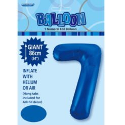 Royal Blue Numeral 7 Foil Balloon - 86cm
