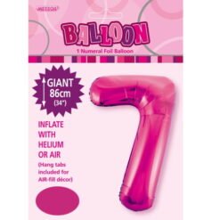 Hot Pink Numeral 7 Foil Balloon 86cm