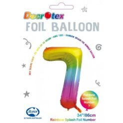 Rainbow Numeral 7 Foil Balloon 86cm