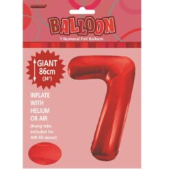 Red Numeral 7 Foil Balloon 86cm