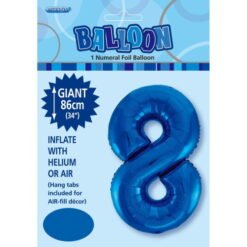 Royal Blue Numeral 8 Foil Balloon - 86cm