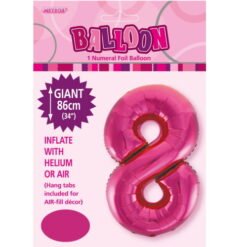 Hot Pink Numeral 8 Foil Balloon 86cm