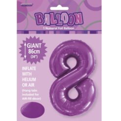 Purple Numeral 8 Foil Balloon 86cm