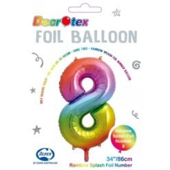 Rainbow Numeral 8 Foil Balloon 86cm