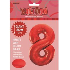 Red Numeral 8 Foil Balloon 86cm