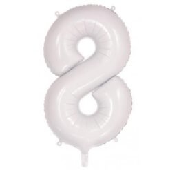 White Numeral 8 Foil Balloon 86cm