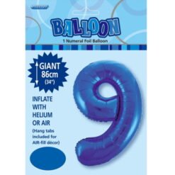 Royal Blue Numeral 9 Foil Balloon - 86cm
