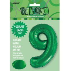 Emerald Green Numeral 9 Foil Balloon 86cm