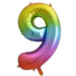 Alternative view of Rainbow Numeral 9 Foil Balloon 86cm