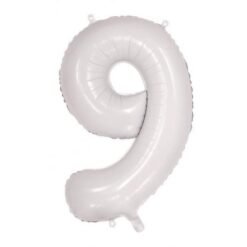White Numeral 9 Foil Balloon 86cm