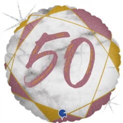 50th Rose Gold Marble 18" Foil Balloon