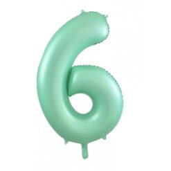 Matt Pastel Mint Numeral 6 Foil Balloon 86cm